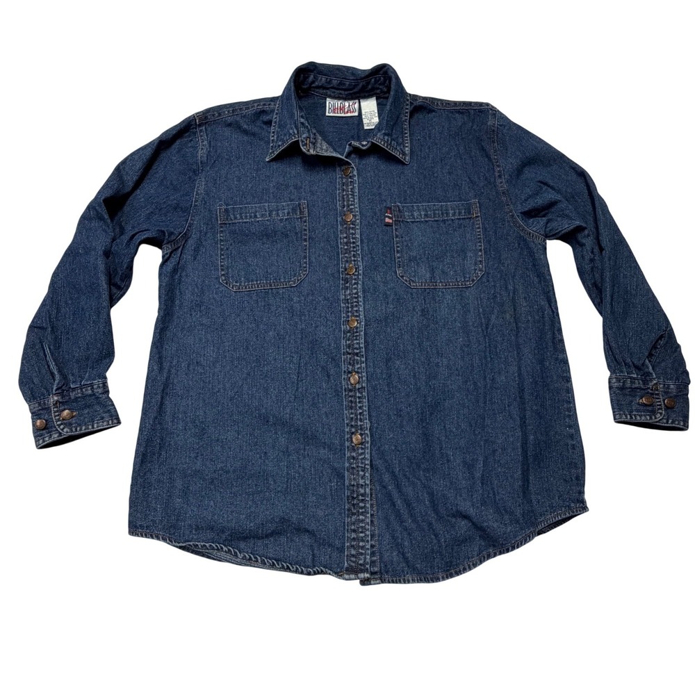 Bill Blass Jeans‎ Vintage Button Down Shirt Denim Womens Petite L Cotton